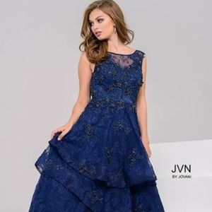 50286 Jovani Beaded Evening Gown, Navy, Size 10